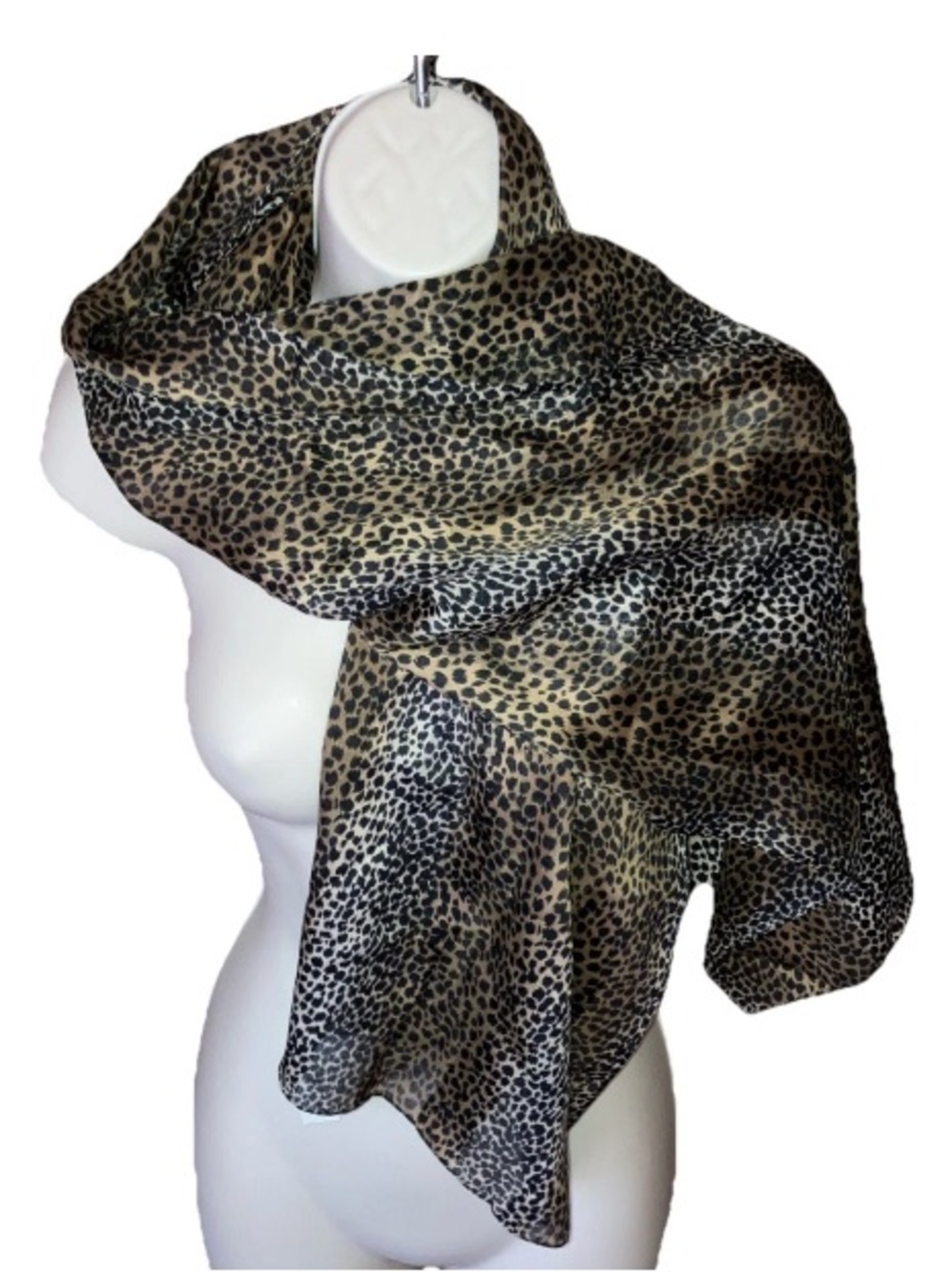 VNT Italian Accessory Street Camel Black Brown Cheetah Scarf Wrap Shawl 60”x 16”